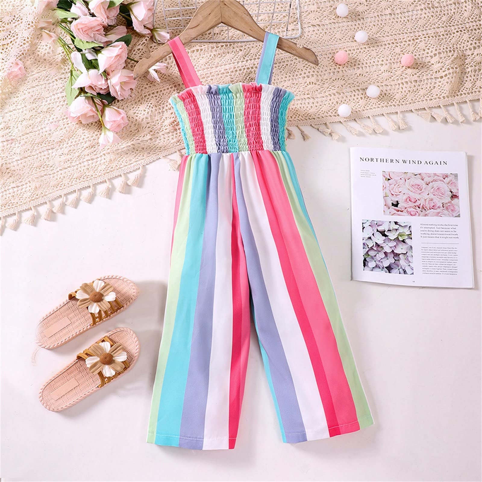 Baileys Blossoms Baby Girl Rainbow Daisy Bell Bottom Romper