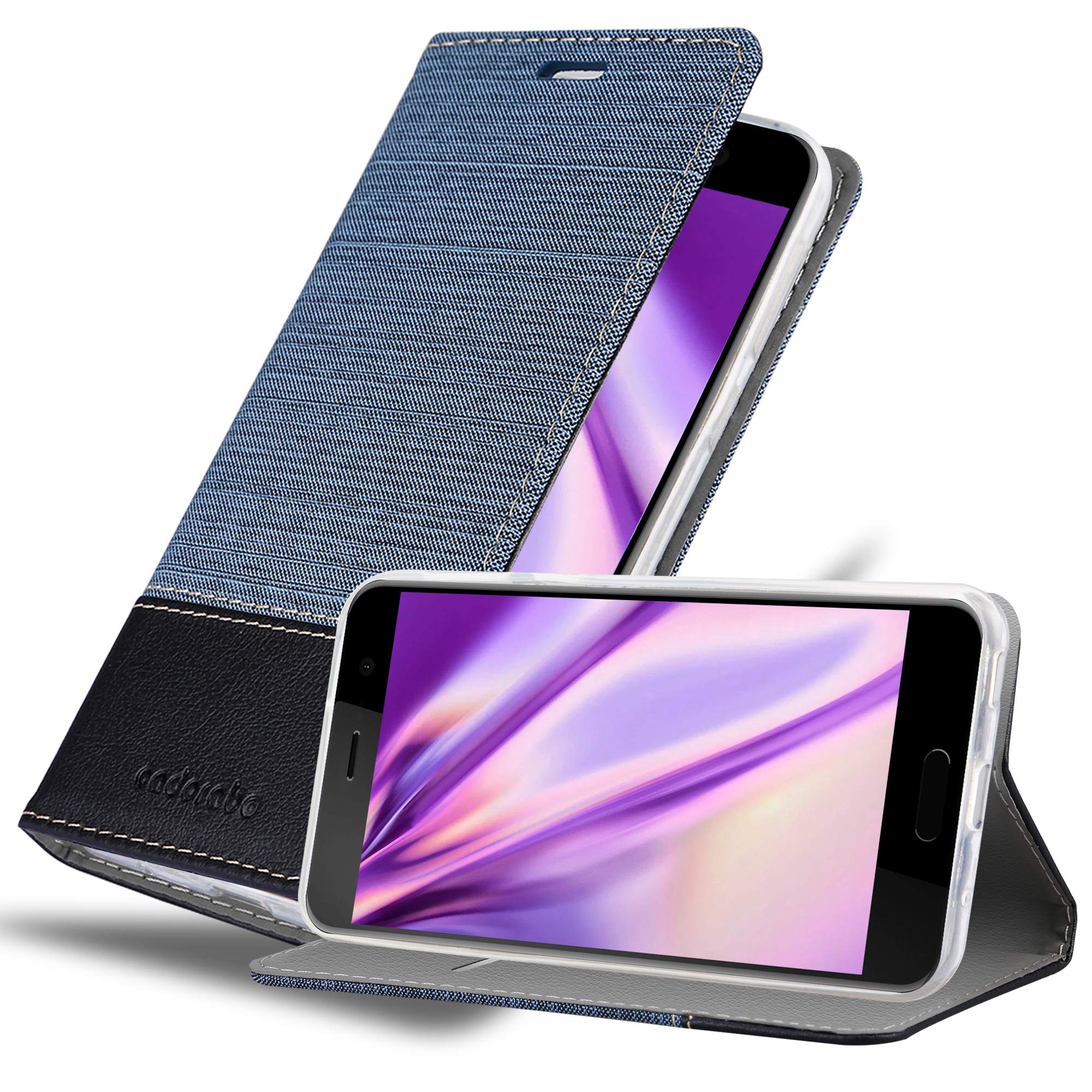 Cadorabo Custodia Libro compatibile con Samsung Galaxy A21S in AZZURRO SCURO NERO - con Vani di Carte, Funzione Stand e Chiusura Magnetica