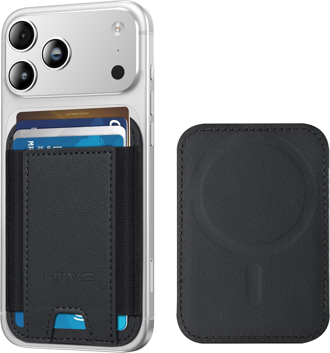 for MagSafe Wallet, Stronger Magnetic Wallet for iPhone 17/16/15/14/13/12 Series, 7 Cards Holder, Magnetic Phone Wallets, Vegan Leather Minimalist Slim RFID for iPhone Wallets, 1 Slot, Black & Black