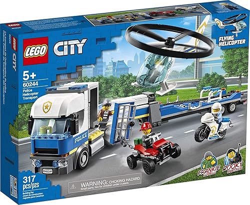 LEGO City Police Helicopter Chase 60244 Juguete de policía, juego de construcción genial para niños (317 piezas)