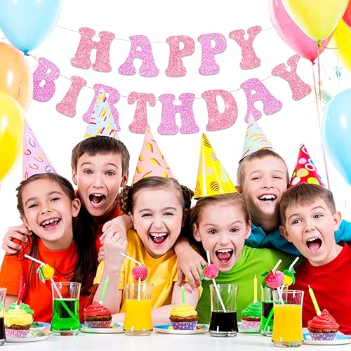 Miniatura 4 de NANAGALI Cartel de feliz cumpleaños rosa morado preencordado