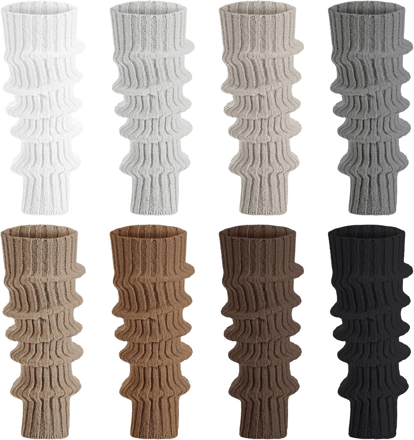 JATEBI 8 Pairs Kawaii Leg Warmers Harajuku Leg Covers for Girls Women | Japanese Style Acrylic Knitted Boot Socks for Lolita Costume School