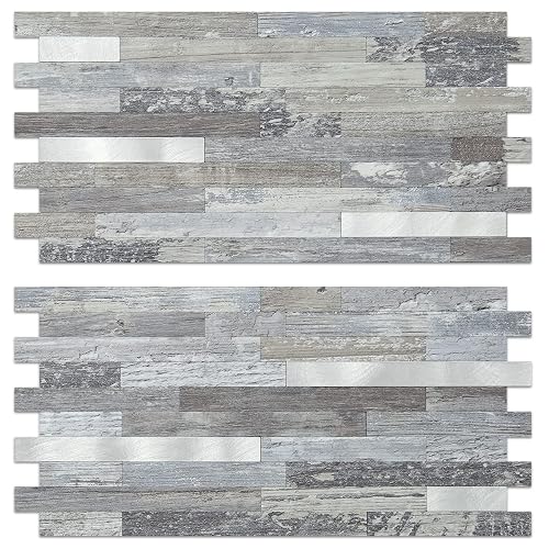 AULIGET 20 Sheets Peel and Stick Backsplash, Distressed Wood Look