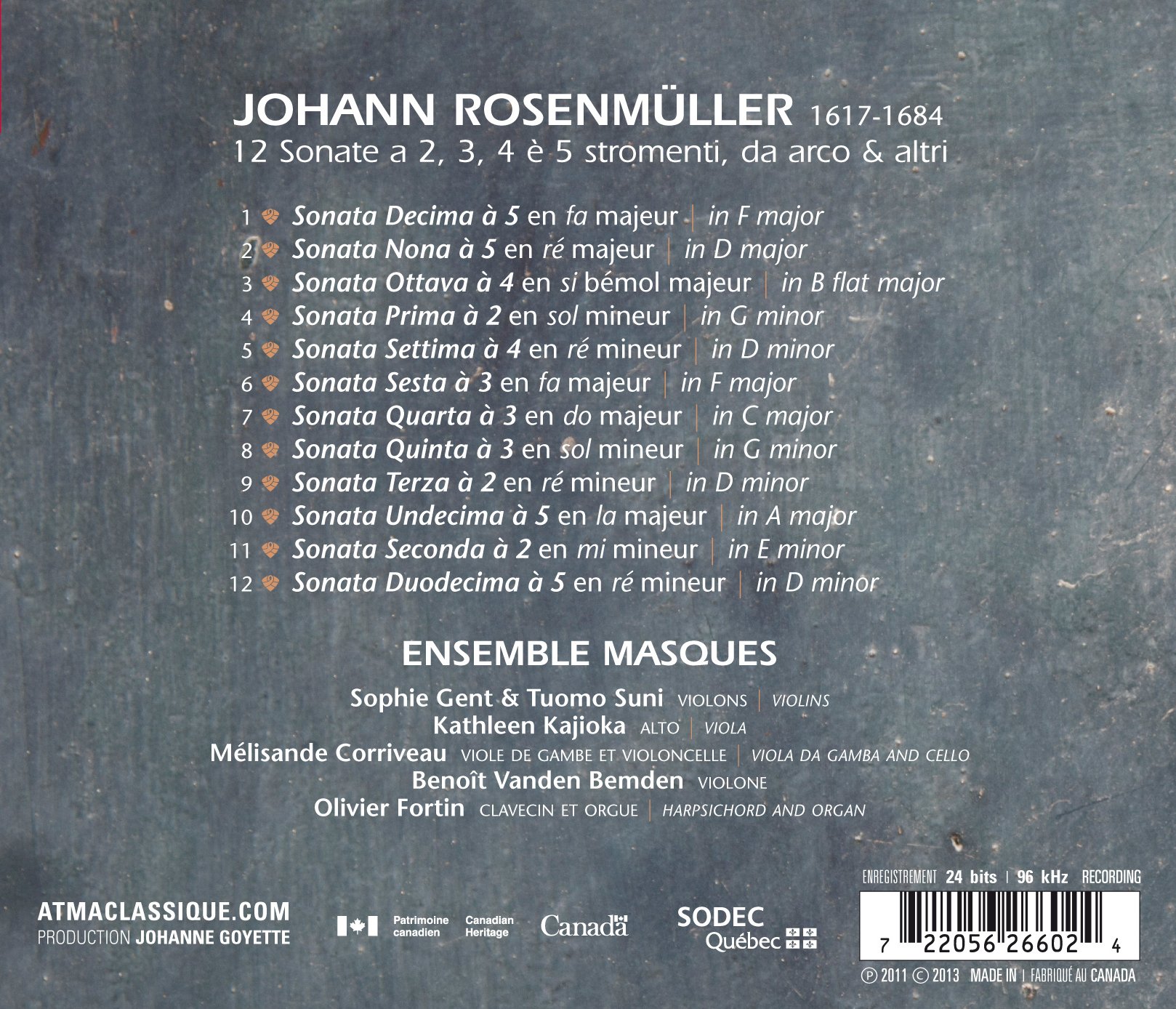 Sonate a 2, 3, 4 e 5 Stromenti, da Arco & Altri - Rosenmüller