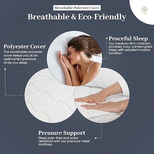 Miniatura 5 de Aylas Furniture Colchón de tamaño King híbrido King de 12 pulgadas con espuma fría de alta densidad y comodidad con resortes de bobina continua