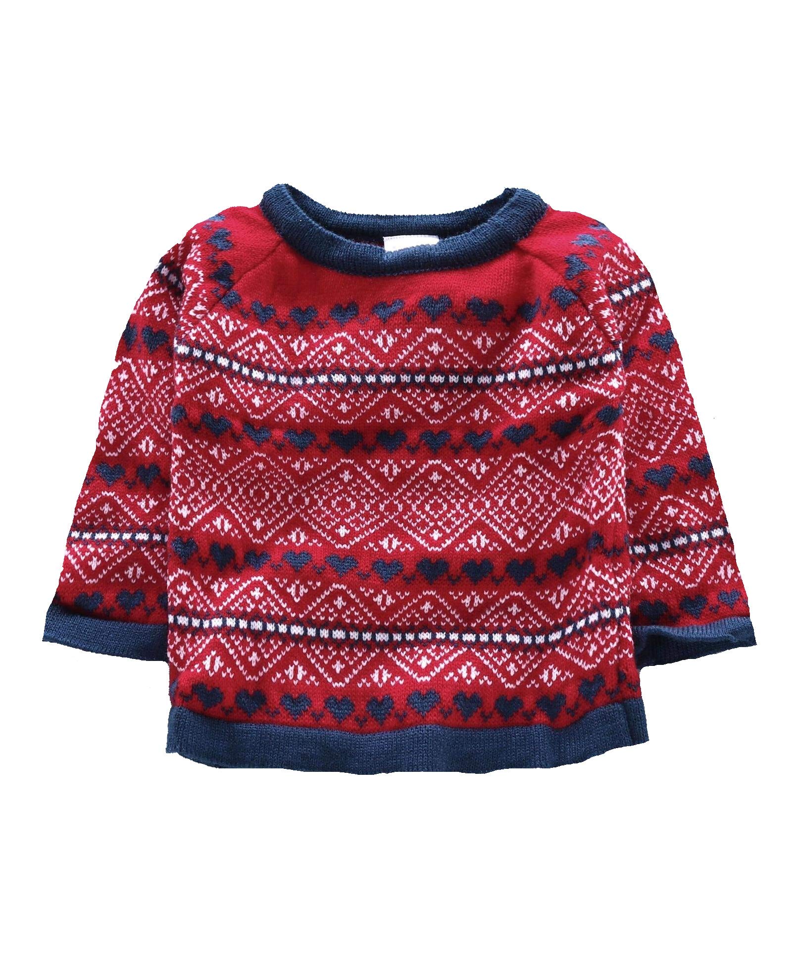 Little Angels Newborn Sweater Full Sleeves Pullover with Little Hearts in Red 100% Acrylic (6-12 Months)