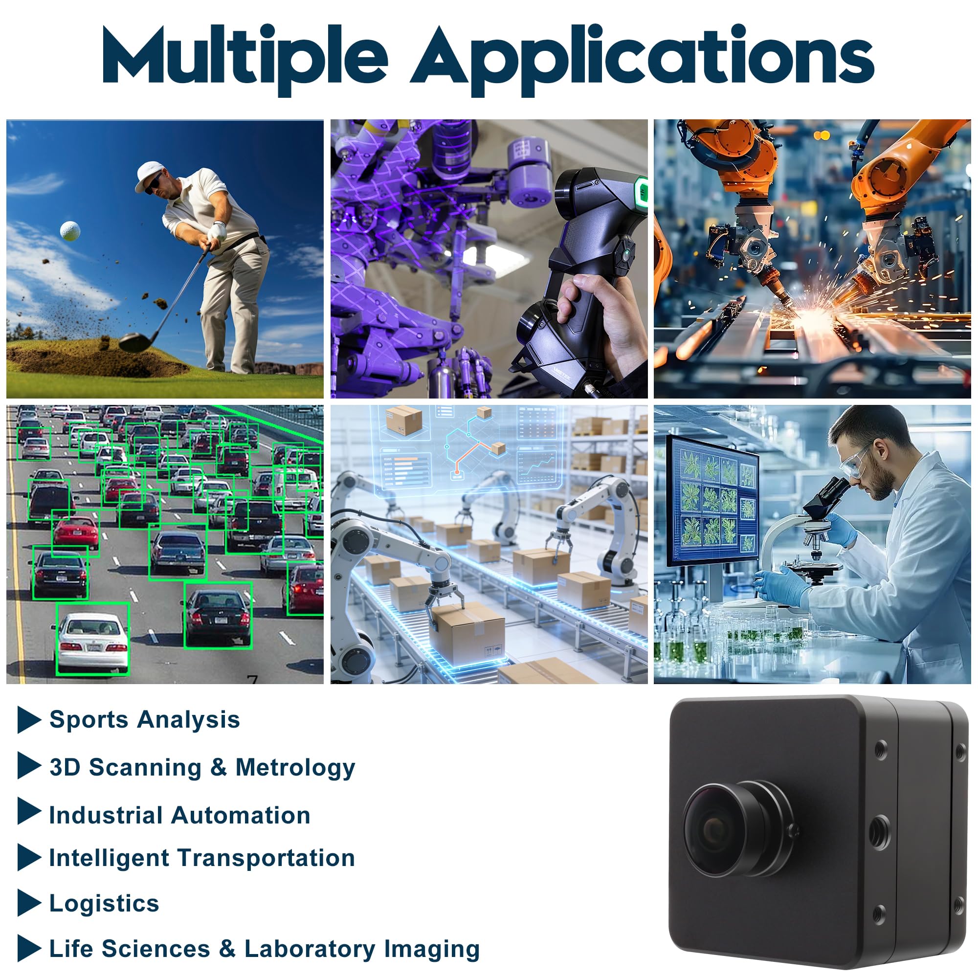 Svpro Caméra d'obturation Globale USB 3.0, 1200p 120fps, 720p 200fps Webcam Haute Vitesse avec boîtier en métal pour numérisation 3D, VR/AR, Grand Angle Fisheye 153°, caméra UVC pour Ordinateur et