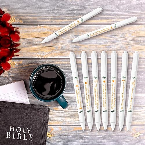Miniatura 4 de Bolígrafo con versículo bíblico, bolígrafo cristiano retráctil, regalo motivacional, bolígrafo de eucalipto, tarjeta religiosa con cordel a granel