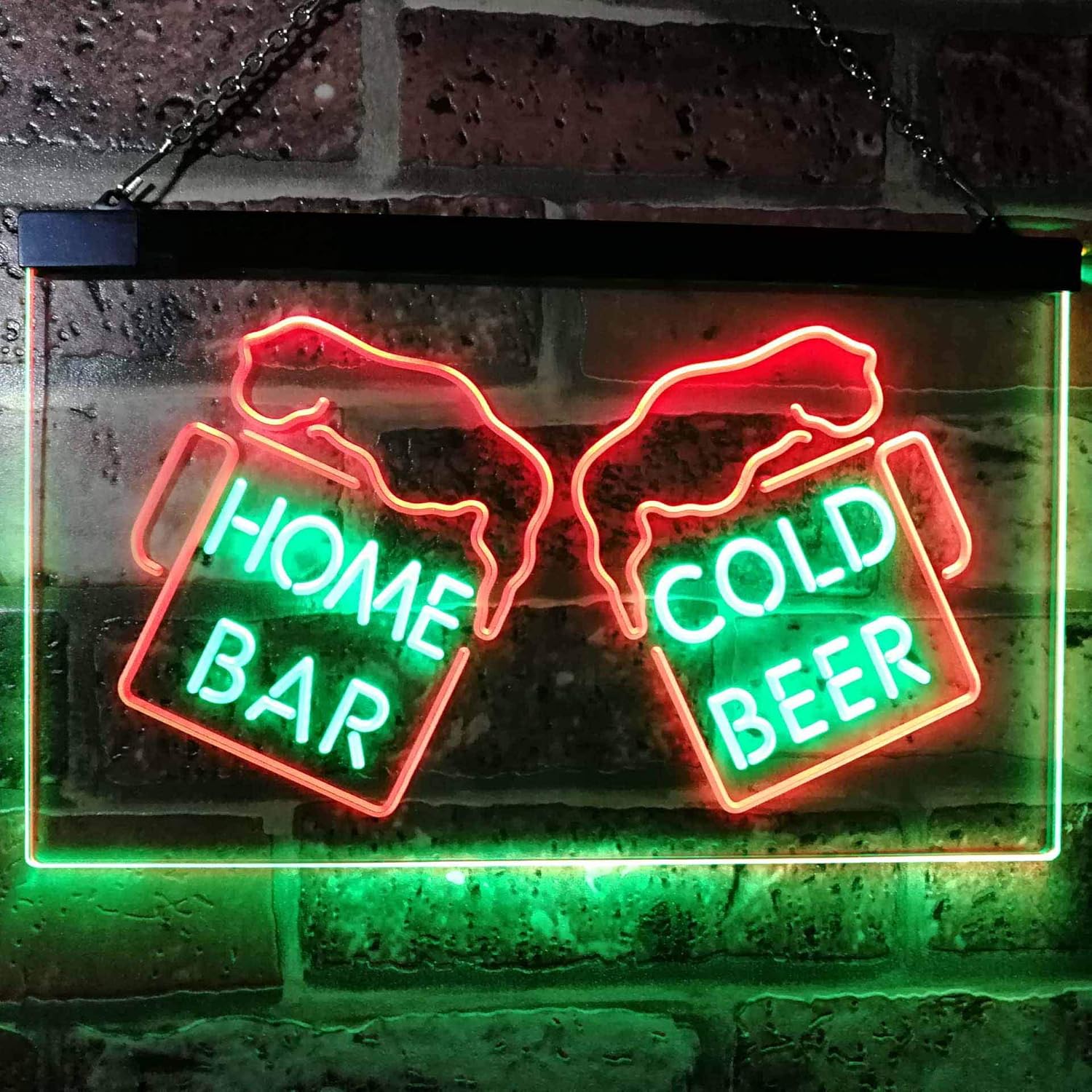 ADVPRO Home Bar Cold Beer Mugs Cheers Dual Color LED Neon Sign Green & Red 24" x 16" st6s64-i2348-gr