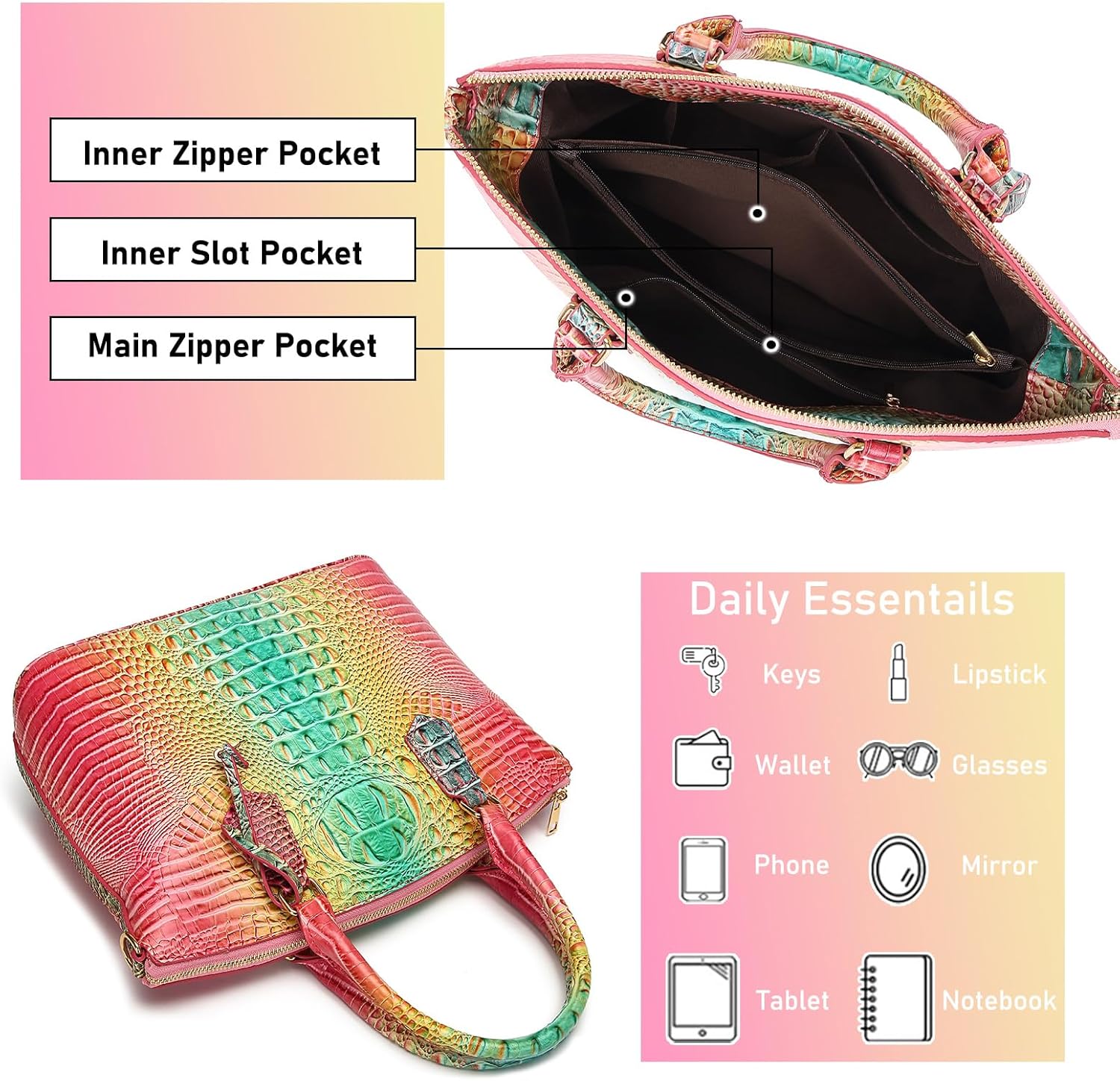 Women Purse Satchel Bag Long Crossbody Classy Tote Bag Top Handle Vegan Leather Ladies Handbags Embossed Pattern - Image 3