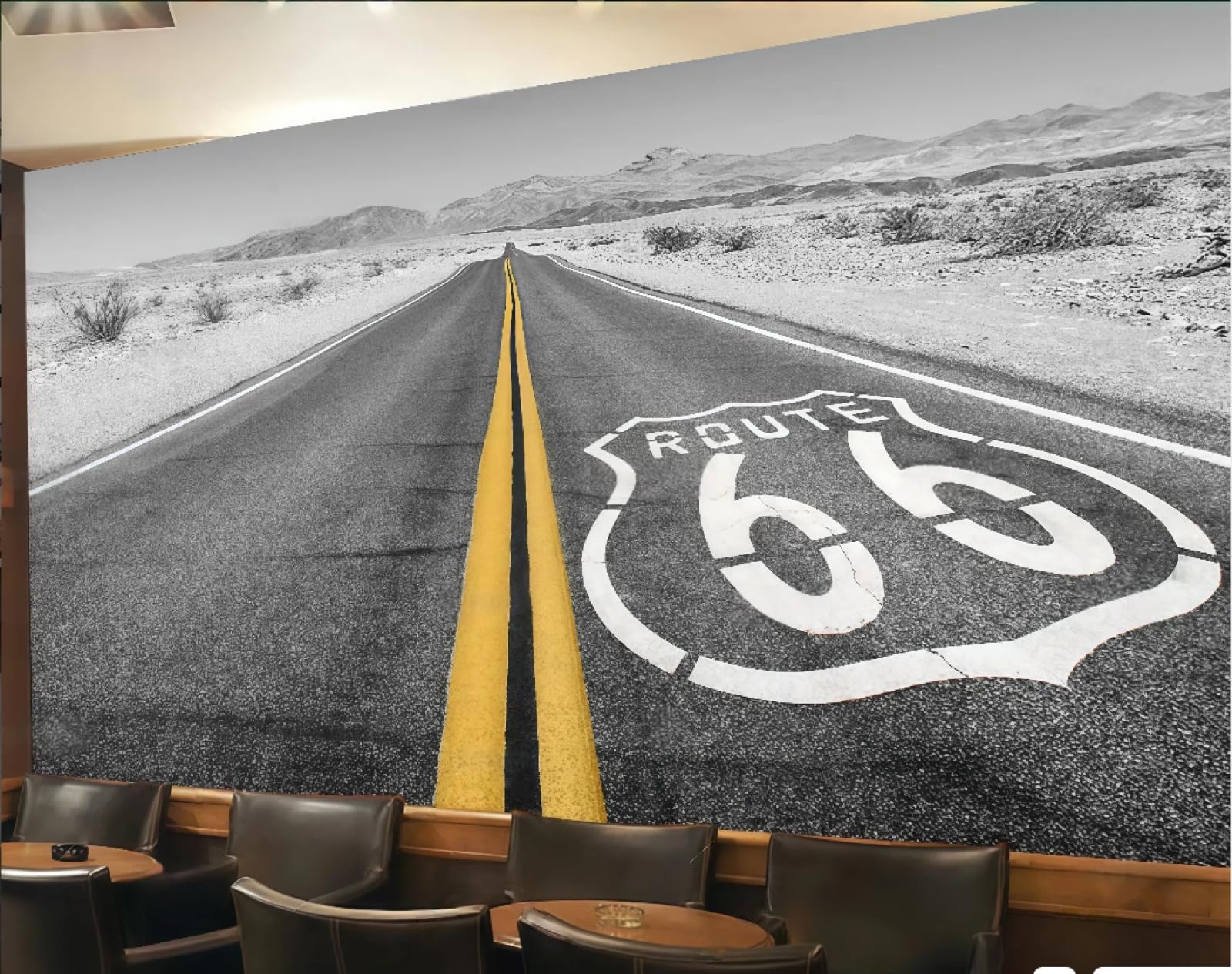Xdoubao 3D Wallpaper Retro Nostalgic Black And White Highway Youth Inspirational Theme Drink Coffee Shop Background Mural Western Restaurant Wallpaper,,350X245cm