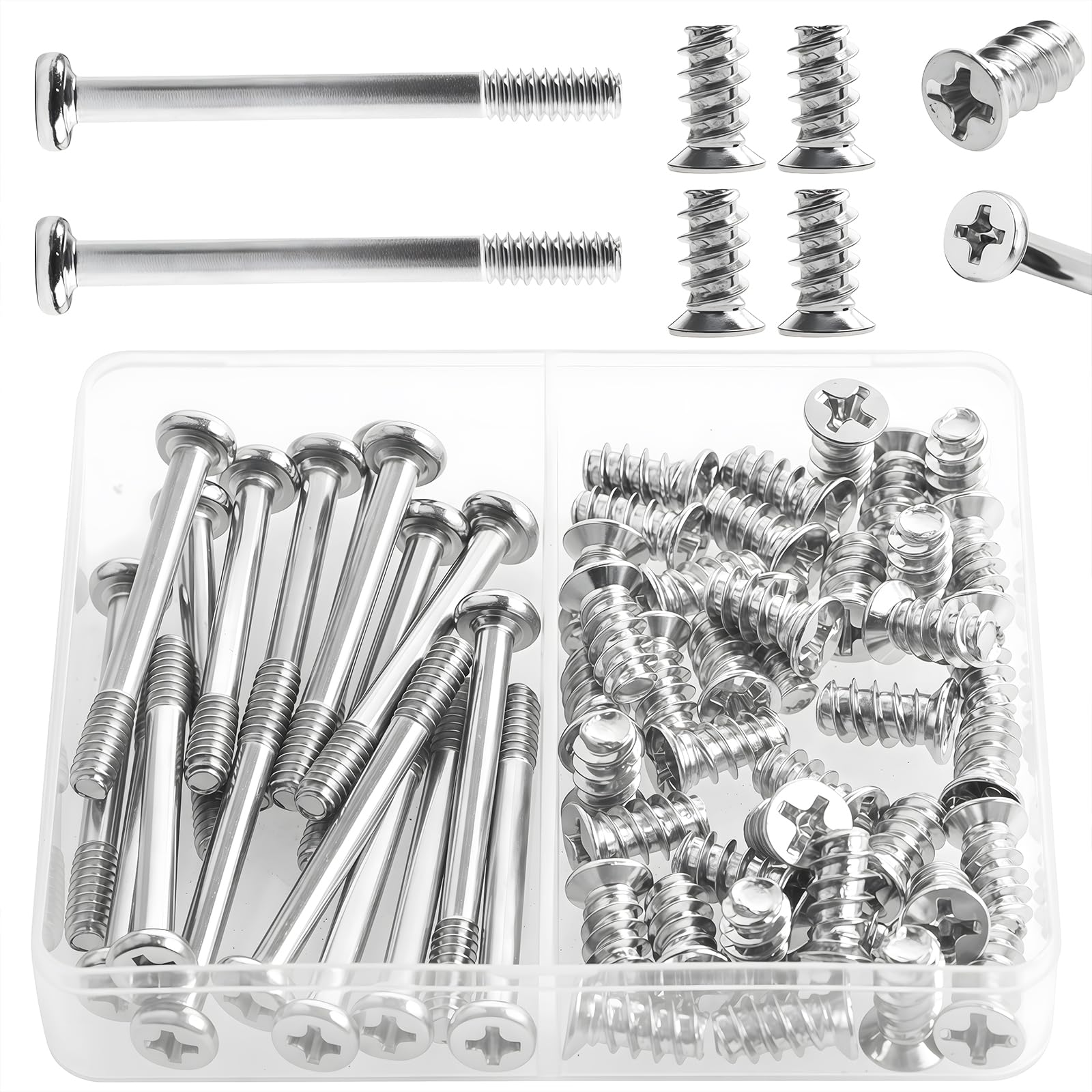 Zmbroll 60Pcs Silver PC Computer Case Cooling Fan Mount Screws UNC 6-32x32mm Fan Long Screw and PC Case Fan Screws M5x10mm Radiator Water Cooling Screw for Computer Case Fan Mount