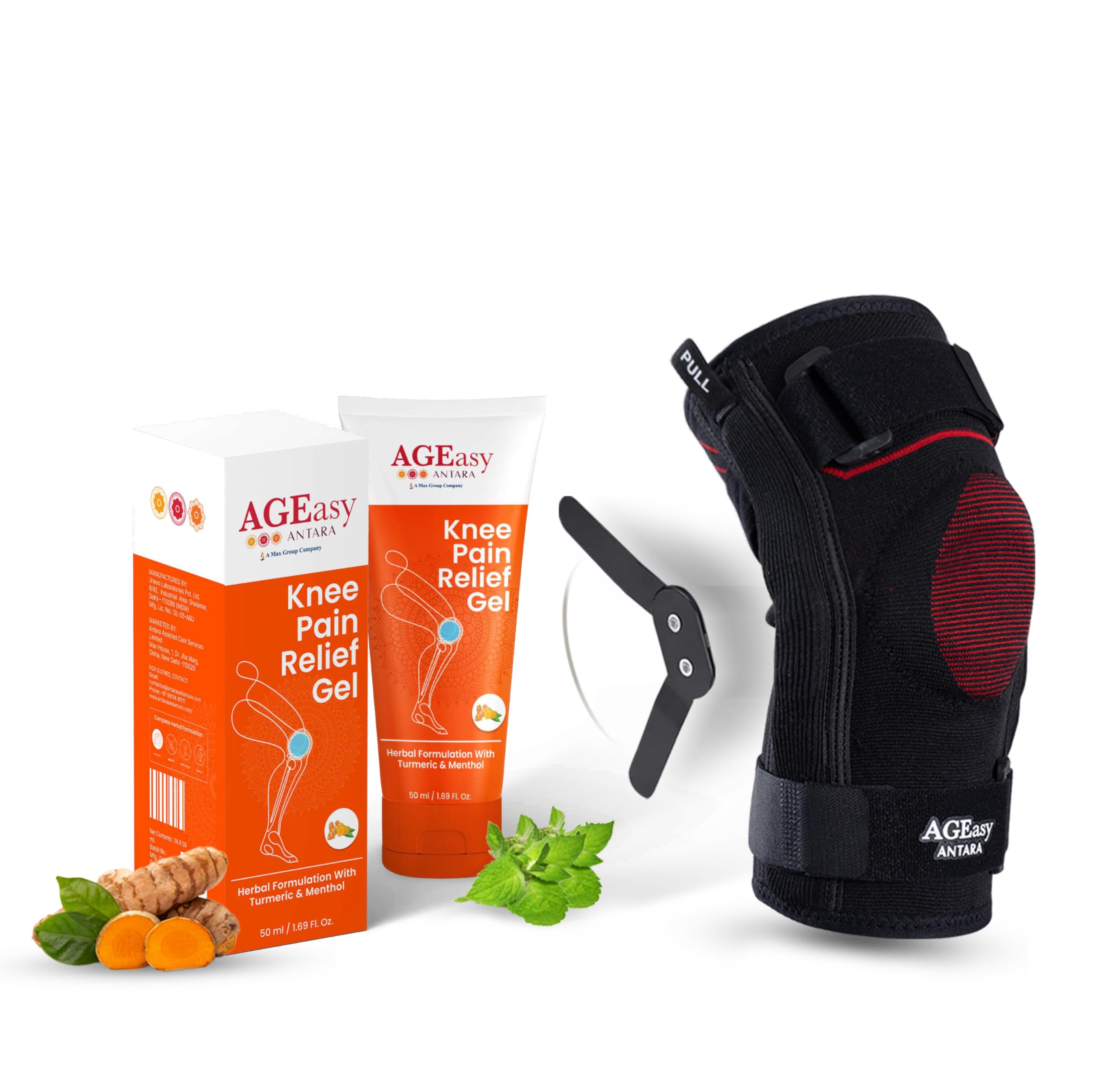 AGEasy (Max Group Comfort Hinged Knee Brace (L) with Pain Relief Gel (50gm) | Knee Support for Men and Women | Powerful & Fast-Acting Formula with Goodness of Turmeric (Large, 50gm) (B0CQCMJJBS) Amazon Price History, Amazon Price Tracker