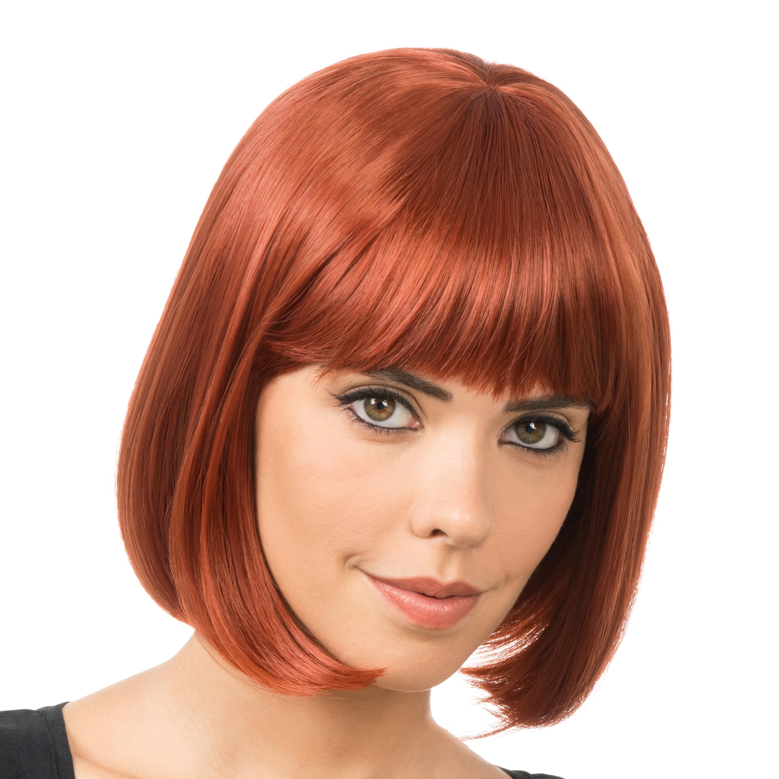 Chaks - Bob Wig Short Hair Synthetic Hair 30 cm Straight with Fringe for Carnival, Cosplay or Festival