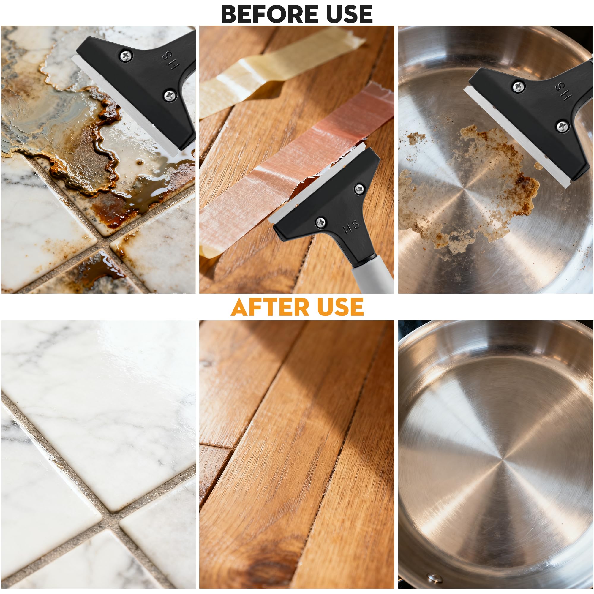 Rascador de Piso de Hoja de Afeitar Resistente de 4 Pulgadas, Mango de 45 Pulgadas de Largo, raspador de Pared de Vidrio de Limpieza, con 10 Cuchillas, Herramientas de pelado de Pintura, Azulejos,