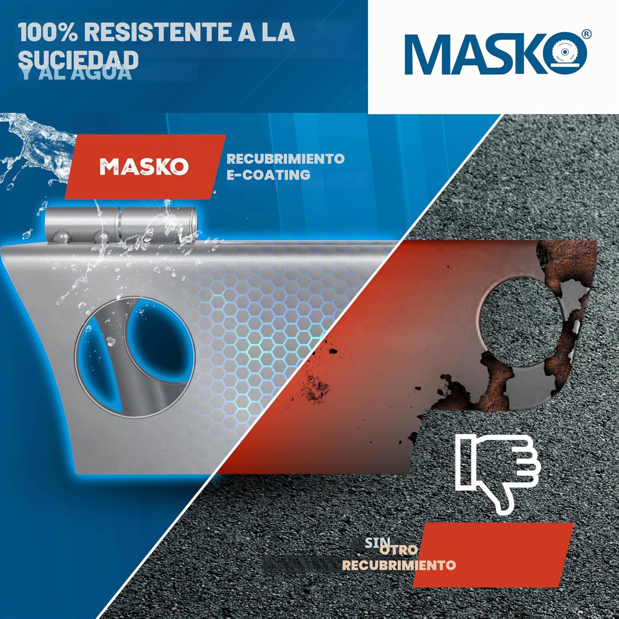 MASKO® Candado de Remolque con Sistema de bisagras para Remolques Acoplados y Desacoplados, Candado antirrobo para Caravana, Incluye Candado de Disco, Llave y Tapa Protectora, Plata