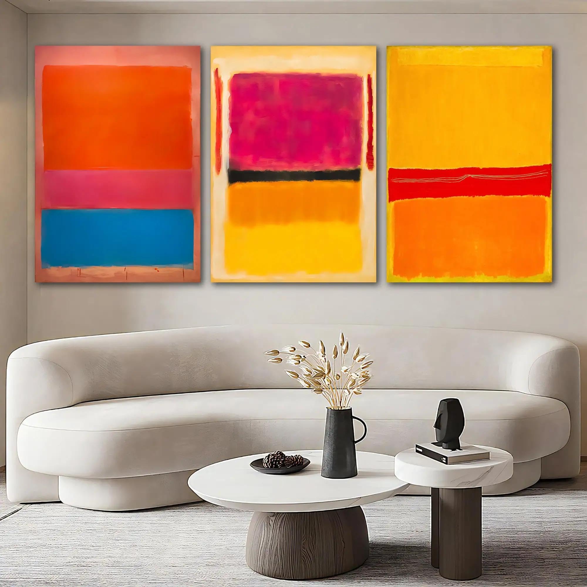 GKUVBF Mark Rothko Arte Astratta Classica Poster Stampe su Tela Arte della Parete Rothko Riproduzione Immagine per Soggiorno Decorazioni per la Casa 70x100 cm-3 Pezzi Senza Cornice