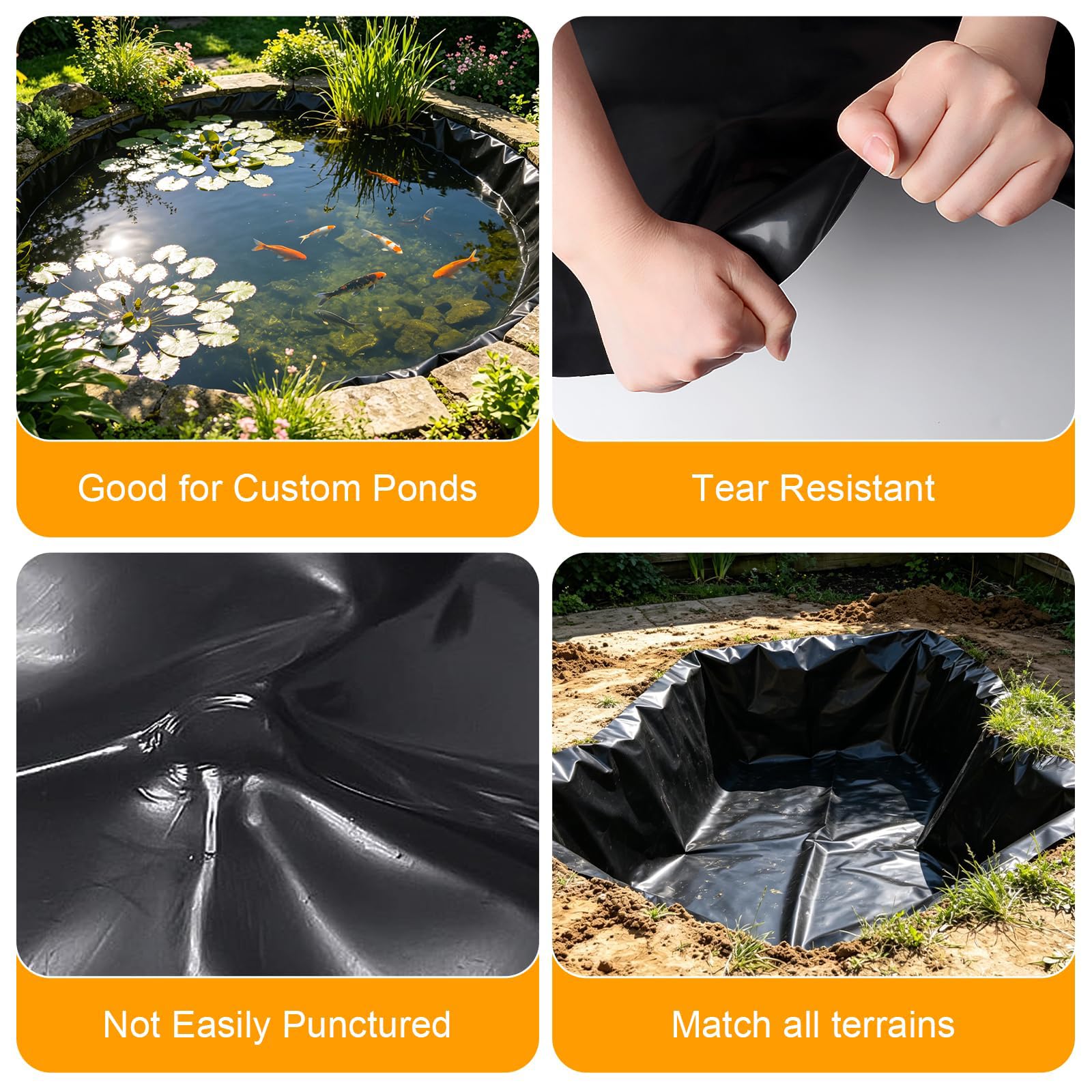 Telo per Laghetto, Resistente Telo Laghetto HDPE, Fodera Laghetto Flessibi