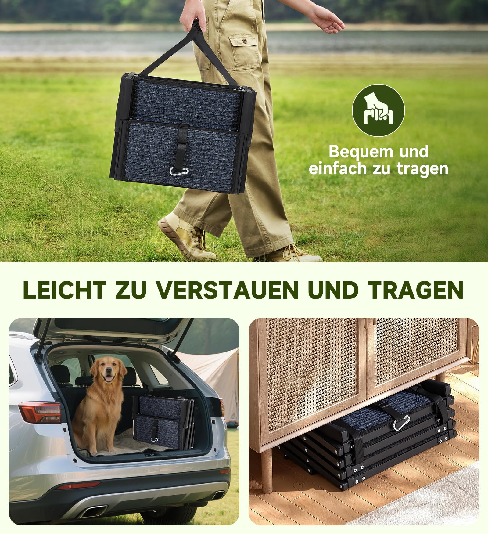 The Fellie Hunderampe, 5-stufige Hunderampe Auto Klappbar, Extra Stabile Hundetreppe mit Anti-Rutsch-Treppe, Liechte Hundetreppe für Kleine&Große Hunde, Hunde Unterstützung bis zu 250 lbs