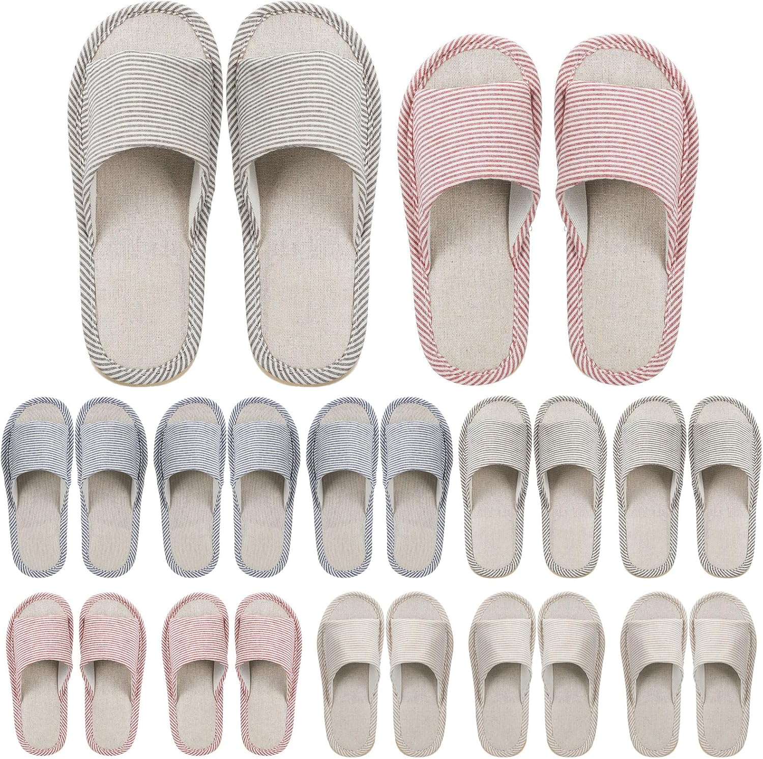 Suhine 12 Pairs House Slipper for Guests Open Toe Spa Slippers Non Slip Indoor Comfortable Breathable Home for Travel Guests Hotel Home Bedroom Unisex