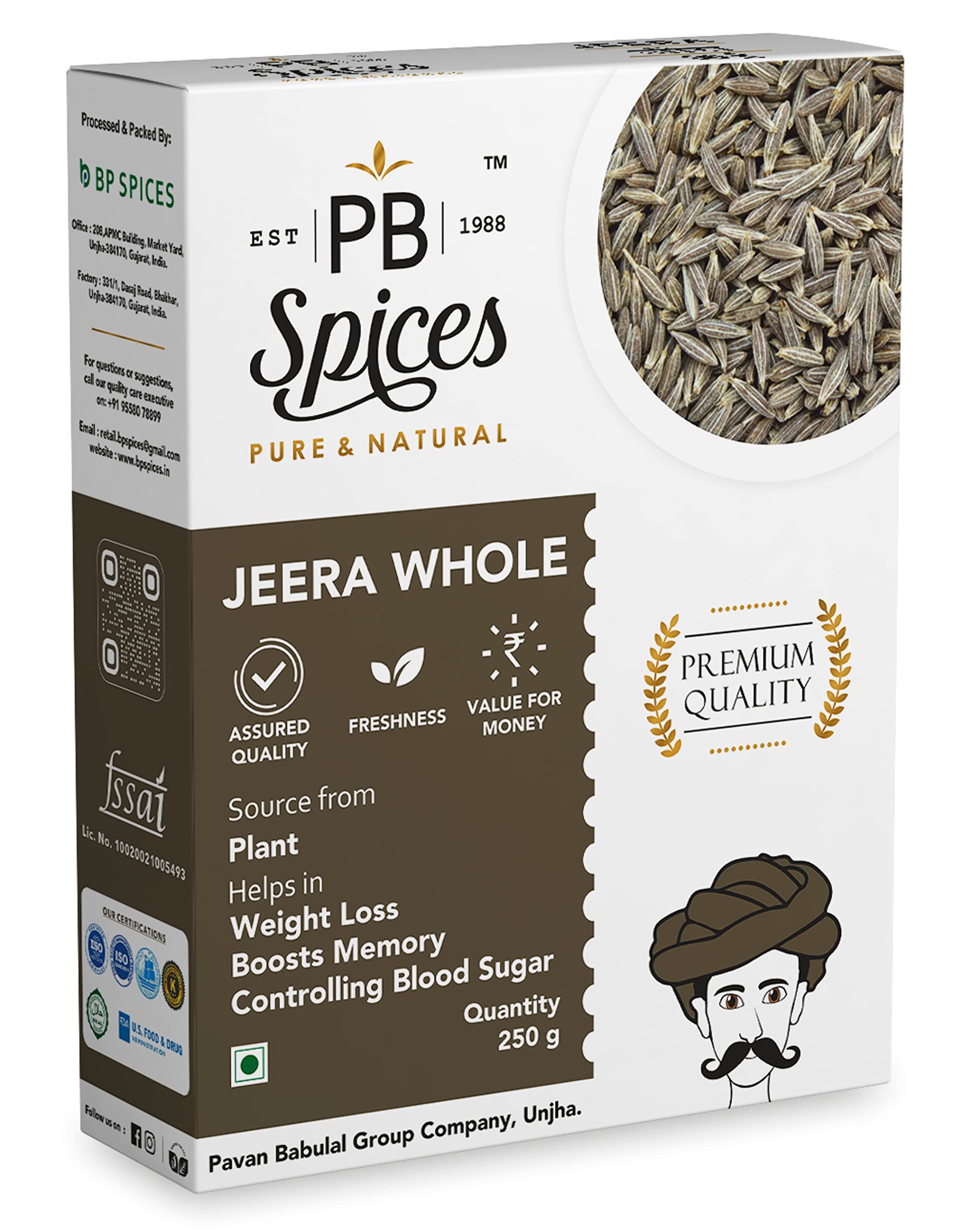 PB Spices - Jeera Whole (Cumin Seed, Jiru) | 250g | Sortex Clean | Unjha | Pure & Natural (Pack of 1) (B09D3RK1MR) Amazon Price History, Amazon Price Tracker