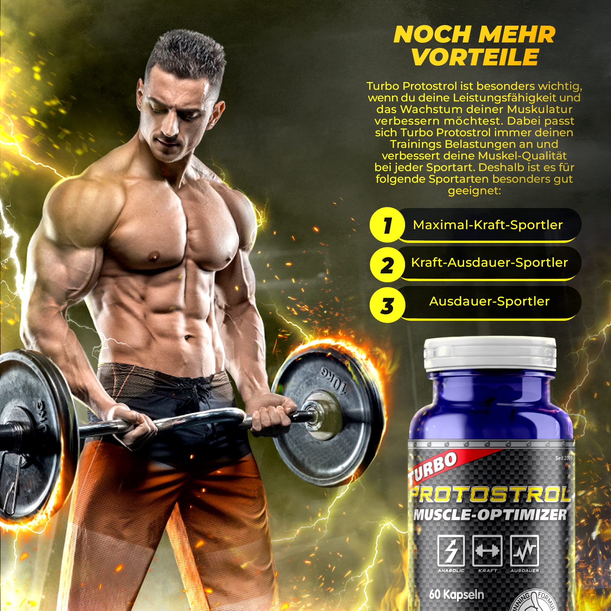 NEU! Goldfield Protostrol | Natural Anabolika | Muskelaufbau Kapseln aus pantentiertem Phenacrosinol ™Komplex | Potenz Ashwagandha | Calisthenics - Fitness & Testo Booster | 60 Kapseln