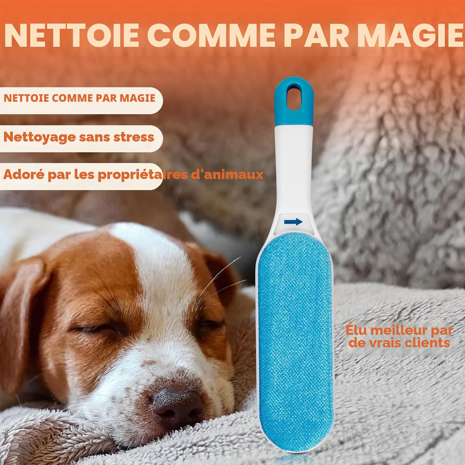 Bailey & buddies Brosse à poils d'animaux de compagnie, base autonettoyante, anti-peluches réutilisable, enlève les poils de chat et de chien, peluches de tapis et canapé, vêtements