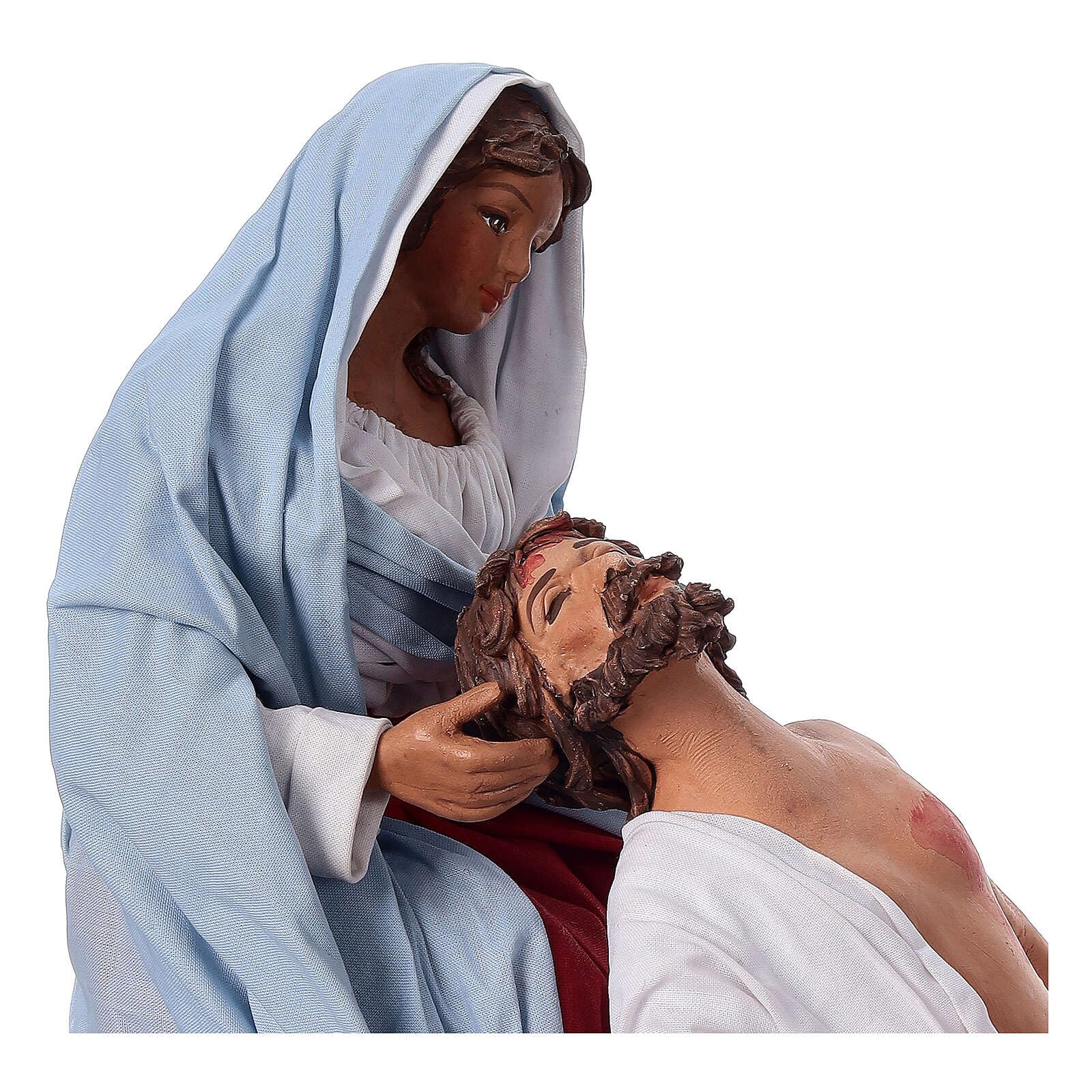Holyart Pietà for 24 cm Neapolitan Easter Creche, set of 2, terracotta