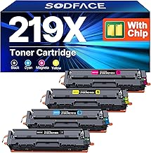 SODFACE 219X Toner with Chip Compatible with HP 219X 219A Toner for Color Laserjet Pro MFP 3302FDWG Toner for MFP 3302SDWG 3302FDNG for W2190X W2191X W2192X (Black Cyan Yellow Magenta, Pack of 4)