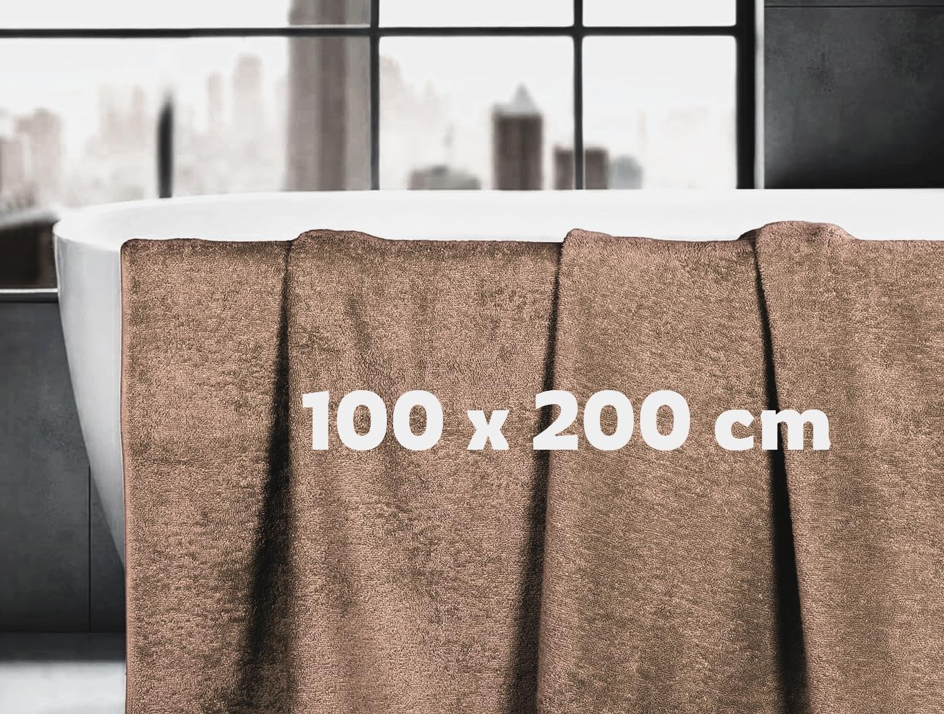 LoomTrove Pack of 2 Extra Large Jumbo Bath Sheets 100 x 200 cm 100% Egyptian Combed Cotton XL Towels Quick Dry Big Bath Sheet Super Soft Hotel Quality Towels Set (Latte) - Image 3