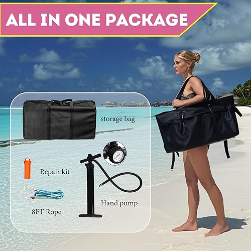 Miniatura 6 de ALIFUN Inflatable Floating Dock 6 Inches Thick Inflatable Pool Raft Air Platform Island Mat with None-Slip Surface for Pool Beach Ocean Lake Safety