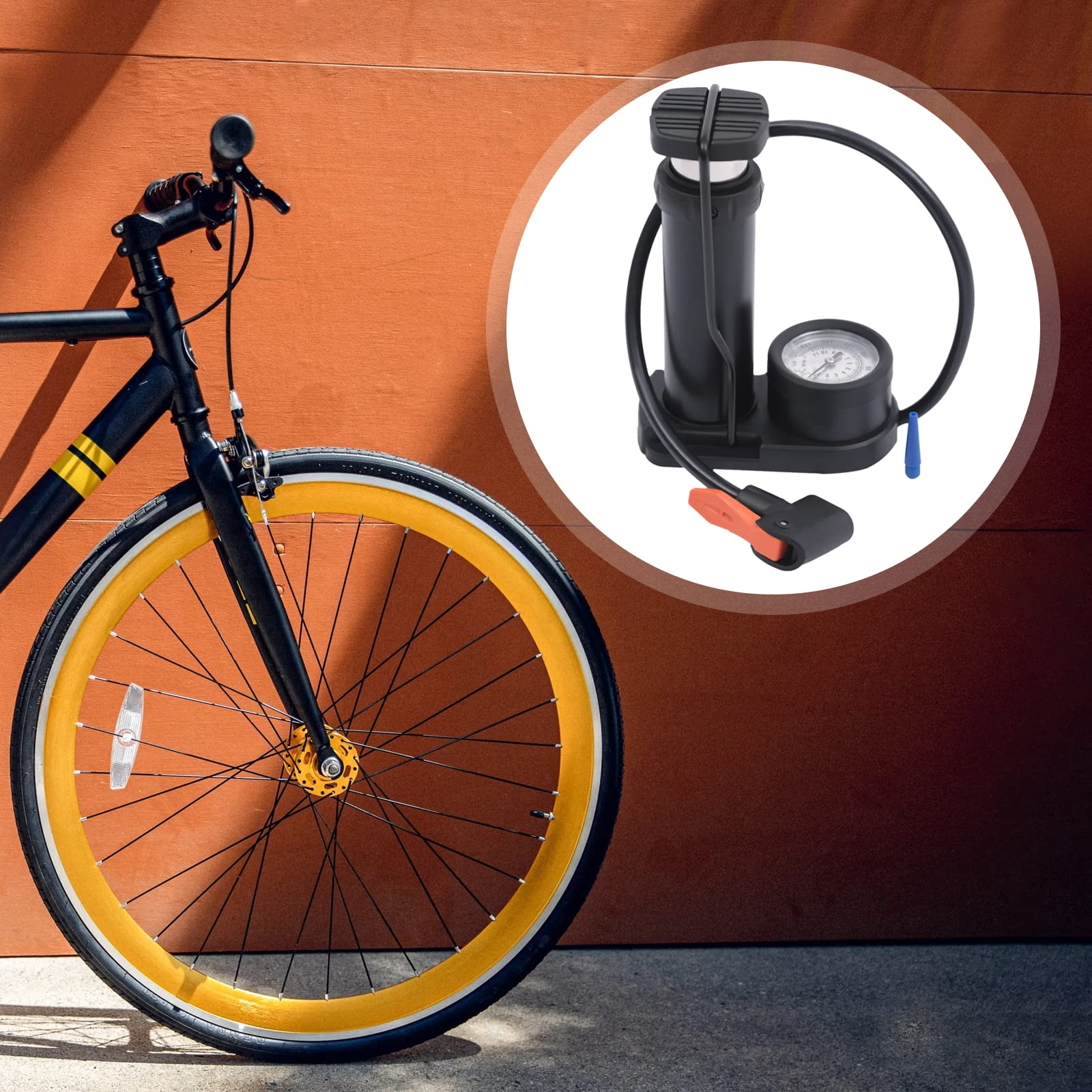 Pompa per bicicletta, pompa a pedale per bicicletta con manometro, pompe portatili per bicicletta
