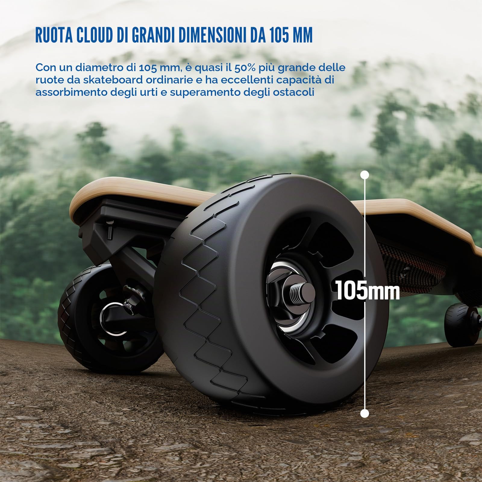 S3 Skateboard Elettrico per Adulti e Ragazzi, Motore da 1100 W, 45 km/h, Velocità Massima, Telecomando con OLED con Display