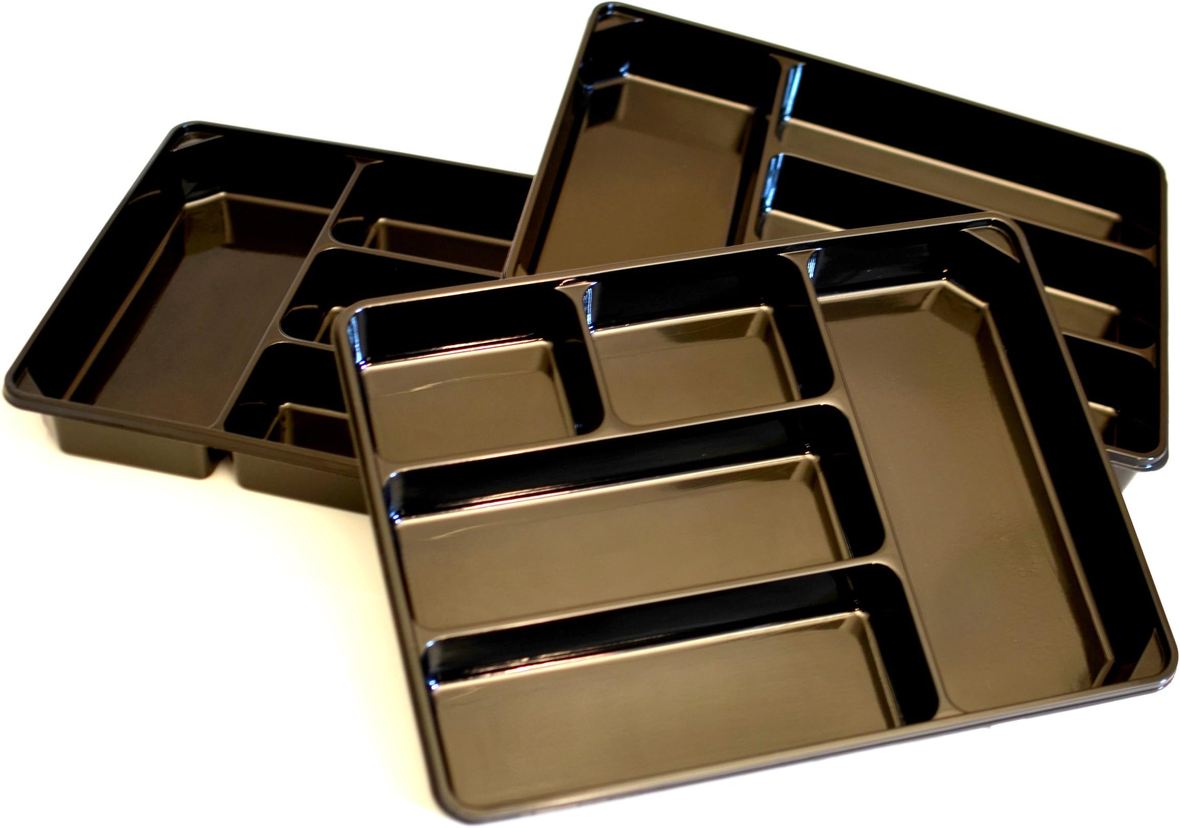 3-Pack of Organizer Trays for Desk, Utensils, Tools, Crafts, Vanity - 15.7" x 11.7" x 2.0" - Black