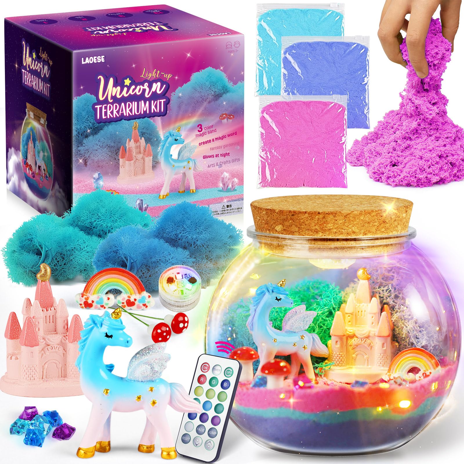 Regalos de Unicornio para Niñas - Kit de Terrario de Unicornio para Niños - Regalo de Cumpleaños para Niñas 4 5 6 7 8-12 Años - Juguetes de Unicornio para Niñas - Kit de Arte y Manualidades para Niños