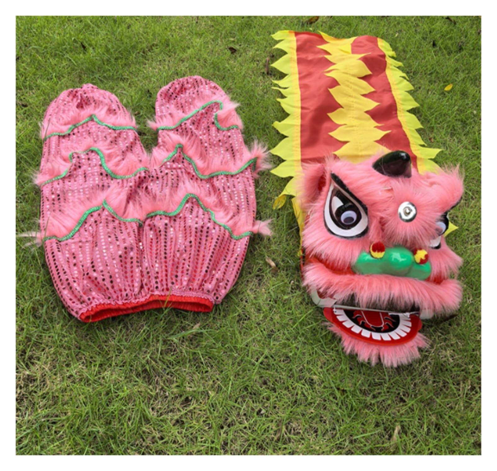 Krxsobnv H Lion Dance Clothes, Ead Colorful Lion Performance Props Traditional Outdoor Sports