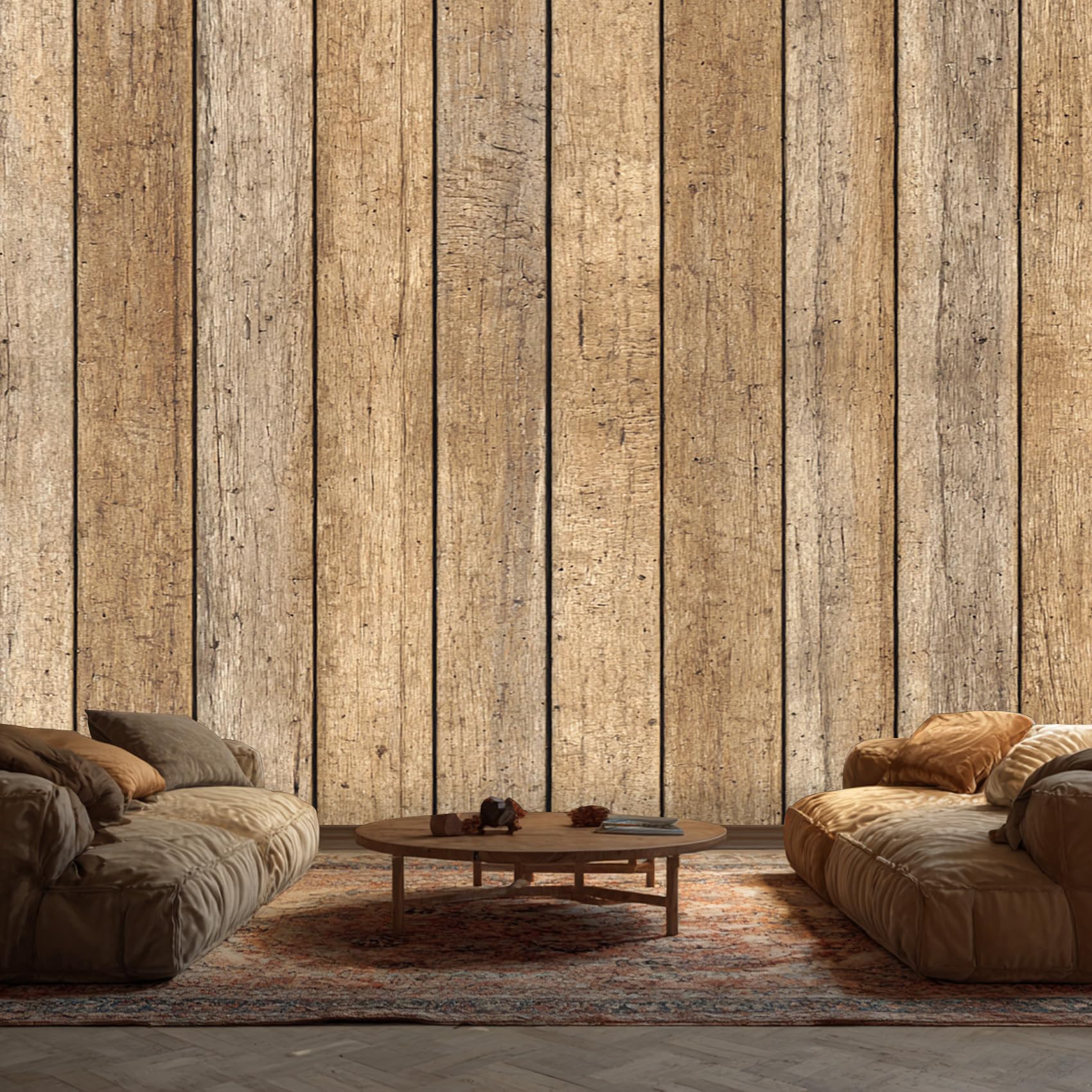 Wood Effect Wallpaper, Striped Rustic Wallpaper Murals, Wood Effect Room Decor Wall Art for Bedroom Kitchen Living Room 450L x 315W cm, SH0239