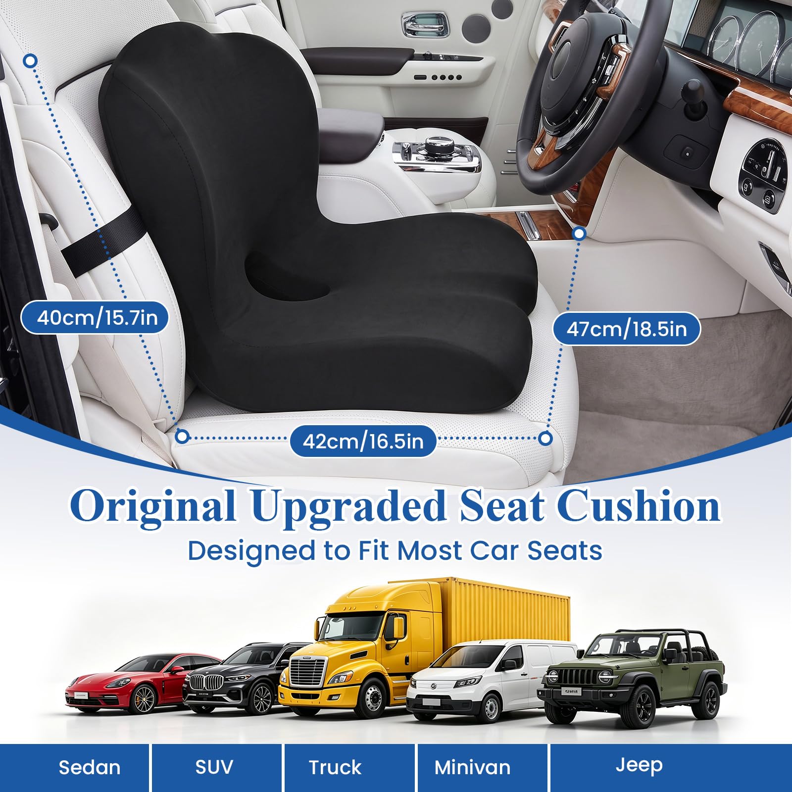 Ergonomisches L-förmiges Memory-Schaum-Sitzkissen mit Lendenwirbelstütze – Rücken- und Gesäßkissen für Bürostuhl, Auto, LKW und Rollstuhl – Ischias- und Rückenschmerz-Relief-Kissen für langes Sitzen