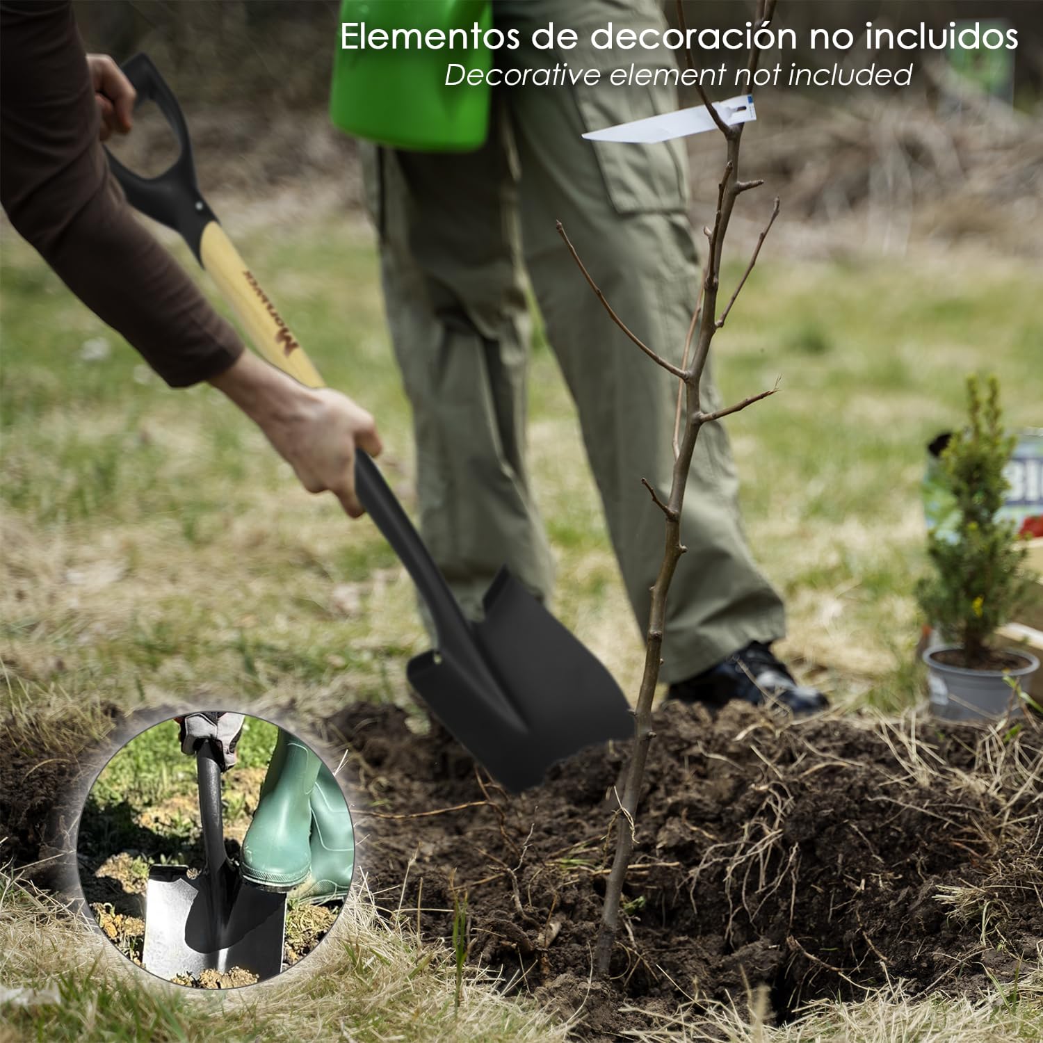 Pala pequeña mango madera punta mango anilla 75 cm. minipala, pala jardineria,transplantes, camping, montañismo, acampada
