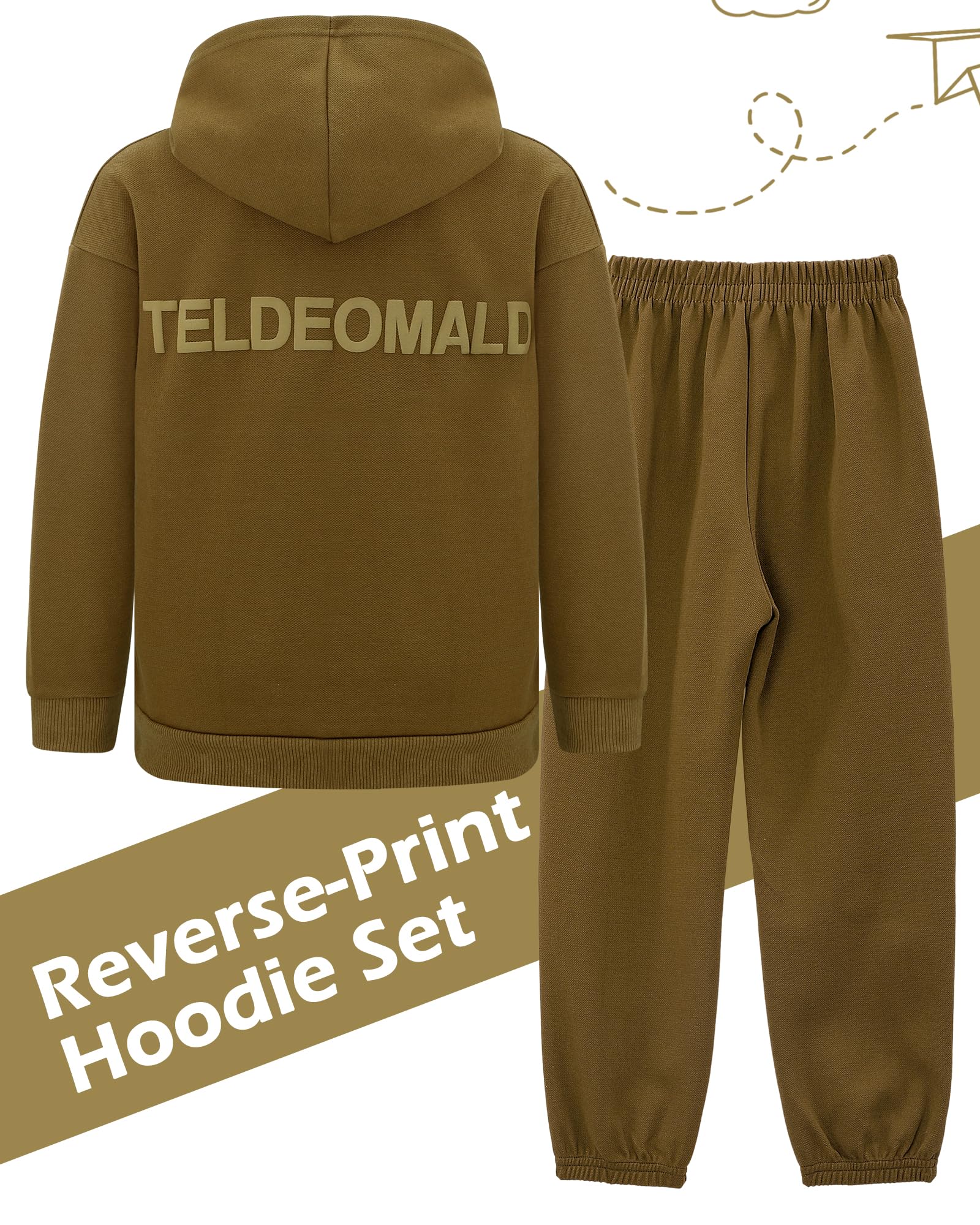 KAKU NANU Kinder Trainingsanzug Jogginganzug Jungen Sportanzug Kapuzenpullover und Jogginghose,Bund mit Gummizug und großen Taschen Grau/Braun,Größen 104-158