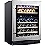 Kalamera 24'' Wine Cooler Refrigerator 46 Bottle - Dual Zone Built-in or Freestanding Fridge with Seamless Stainless Steel &
