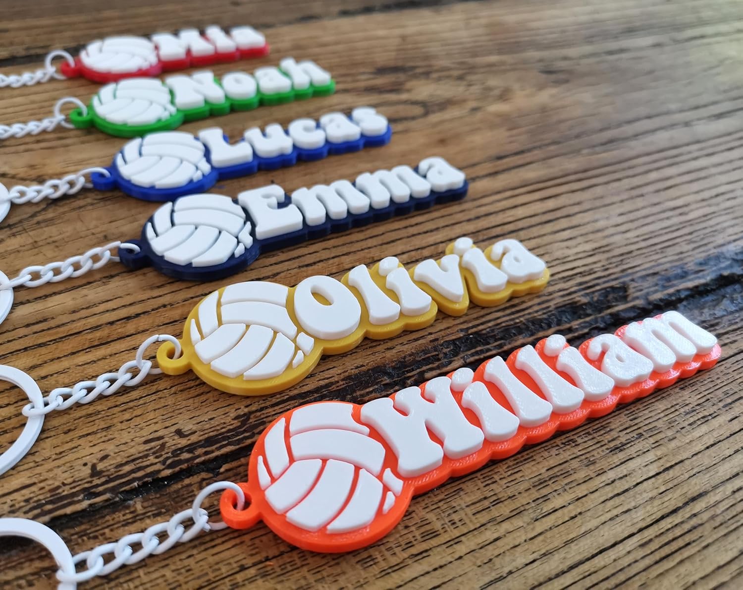 Set of 10/20/30 Groovy Volleyball Sports Personalized 3D Printed Name Keychains Keyring Backpack Luggage Tag Game Day Team Party Favor Gifts DIY