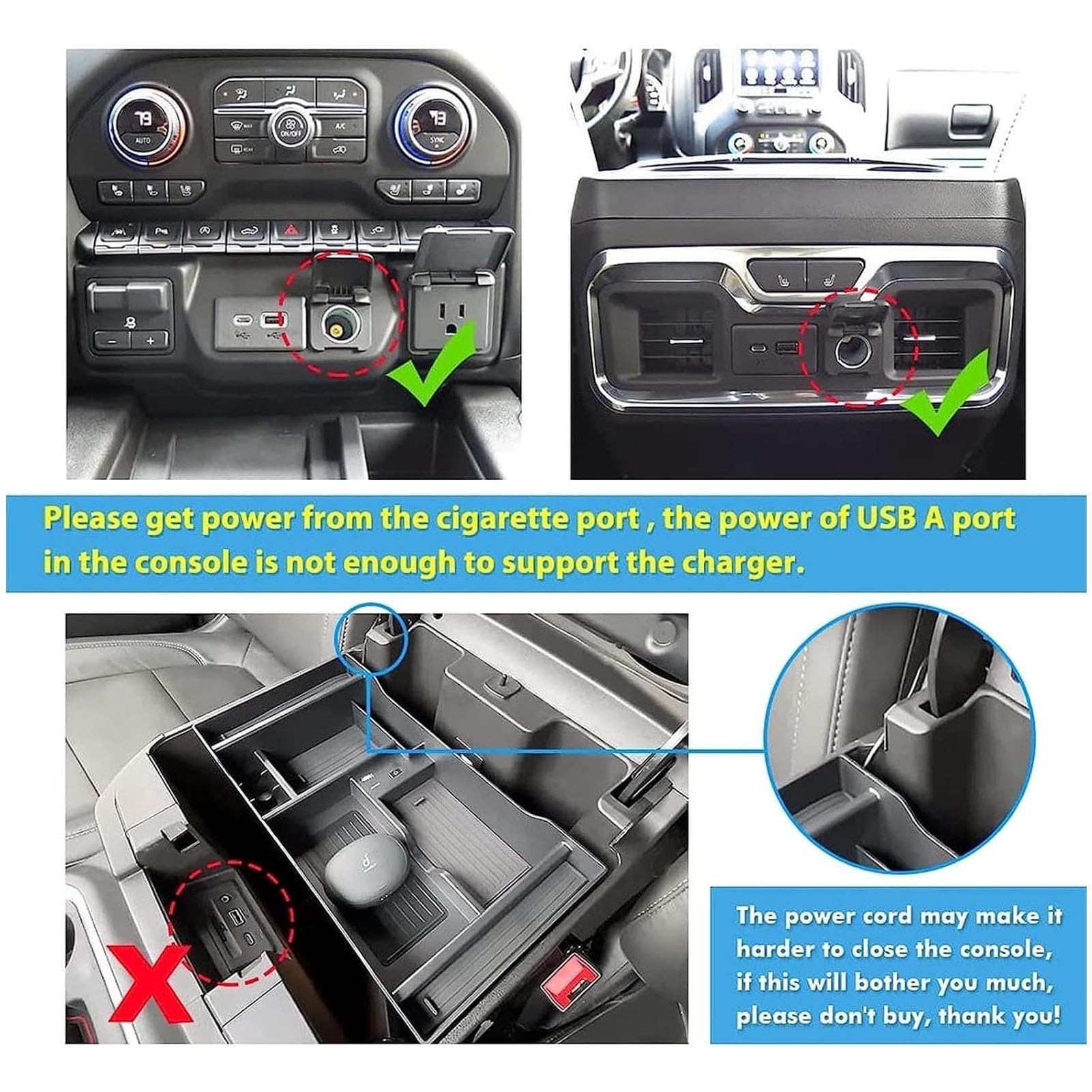 Cargador De Coche Inalámbrico para Chevrolet Silverado 2019-2022 Panel De Accesorios De Consola Central,Cargador Rápido De 15 W para Cualquier Teléfono Habilitado para Qi