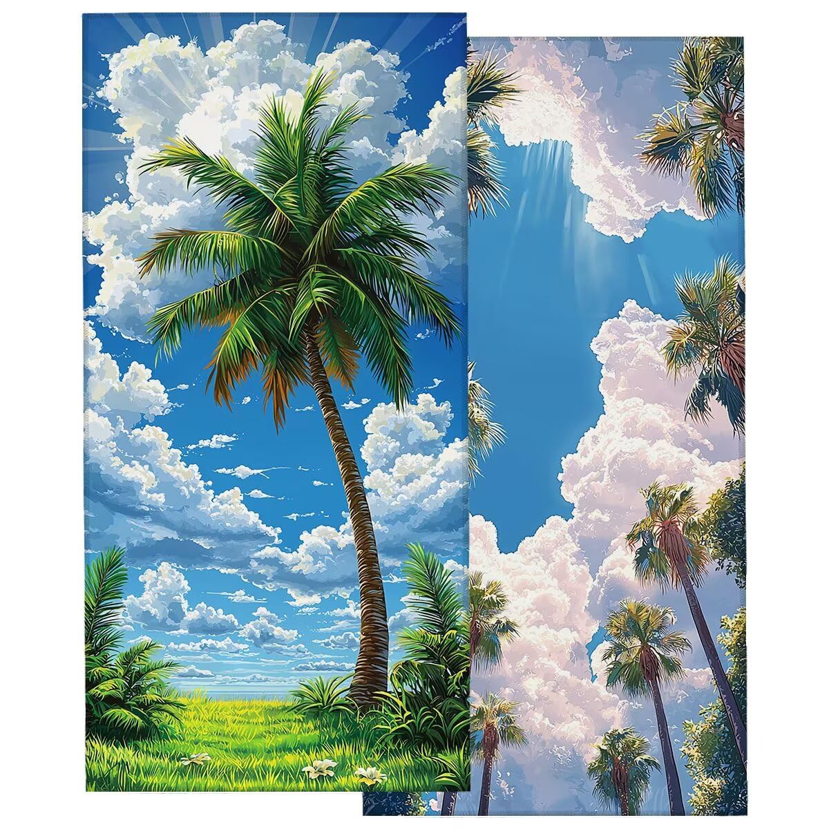 Ręcznik plażowy z mikrofibry, duży 100 x 220 cm, zestaw 2 szt., szybkoschnący, ręcznik do sauny, fitness, chmurka, chłonny ręcznik kąpielowy, sportowy, bez piasku, ręcznik plażowy XXL, prezent dla