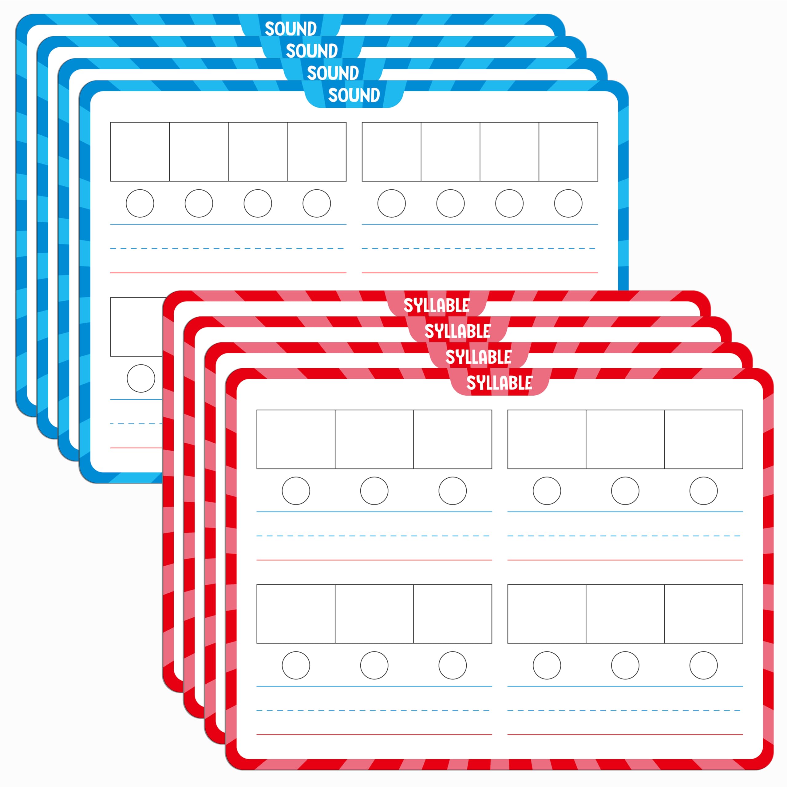 8 Packs Phonemic Awareness Dry Erase Board, Double Sided Dry Erase Board Writable and Erasable Phonics Learning White Board for Kids, Students, Classroom and Home (Each Measures 12” x 9”)