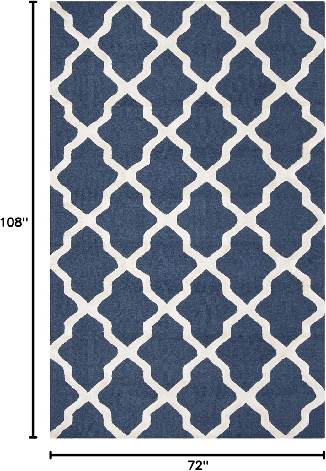 SAFAVIEH Cambridge Collection Area Rug - 6' x 9', Navy & Ivory, Handmade Trellis Wool & Viscose, Ideal for High Traffic Areas in Living Room, Bedroom (CAM155G)