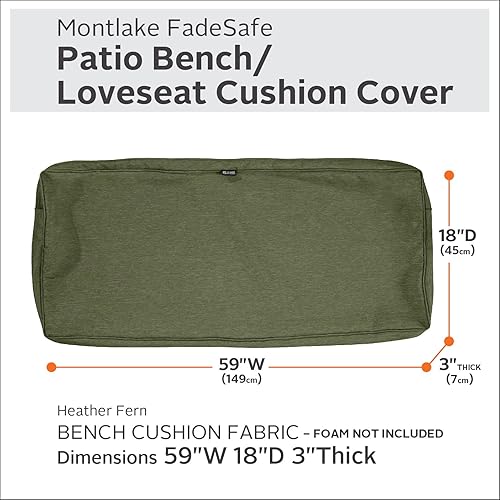 Miniatura 2 de Classic Accessories Montlake - Funda de cojín para banca de patio, Heather Fern