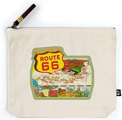 Lantern Press New Mexico, Route 66 Map, Contour (100% Cotton Canvas Travel Accessory Go Bag)
