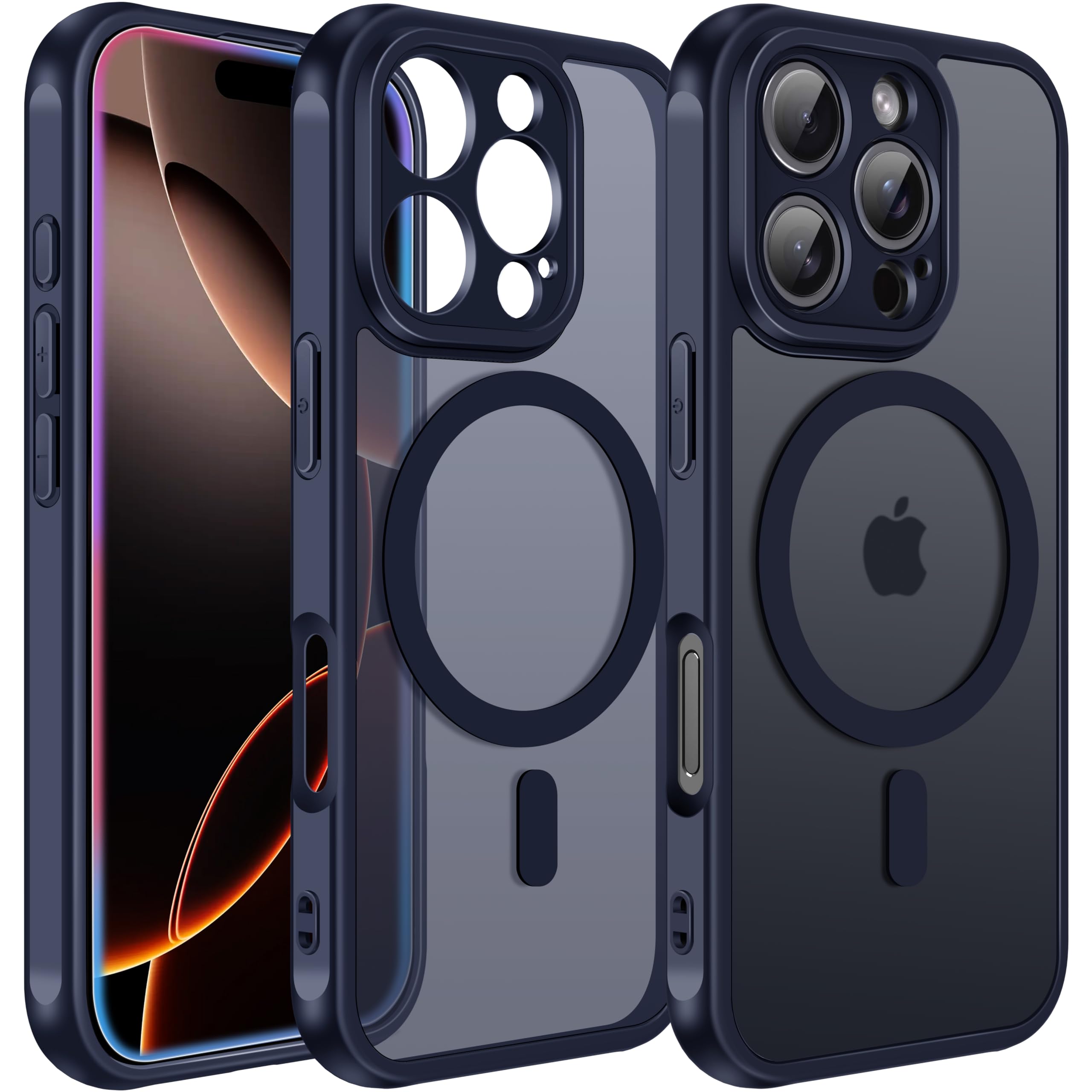 iVoler Cover Magnetica per iPhone 16 PRO, [Compatibile con MagSafe] [Protezione Antiurto di Grado Militare] Custodia Traslucida Opaca Posteriore Sottile Silicone Protettiva Case - Blu