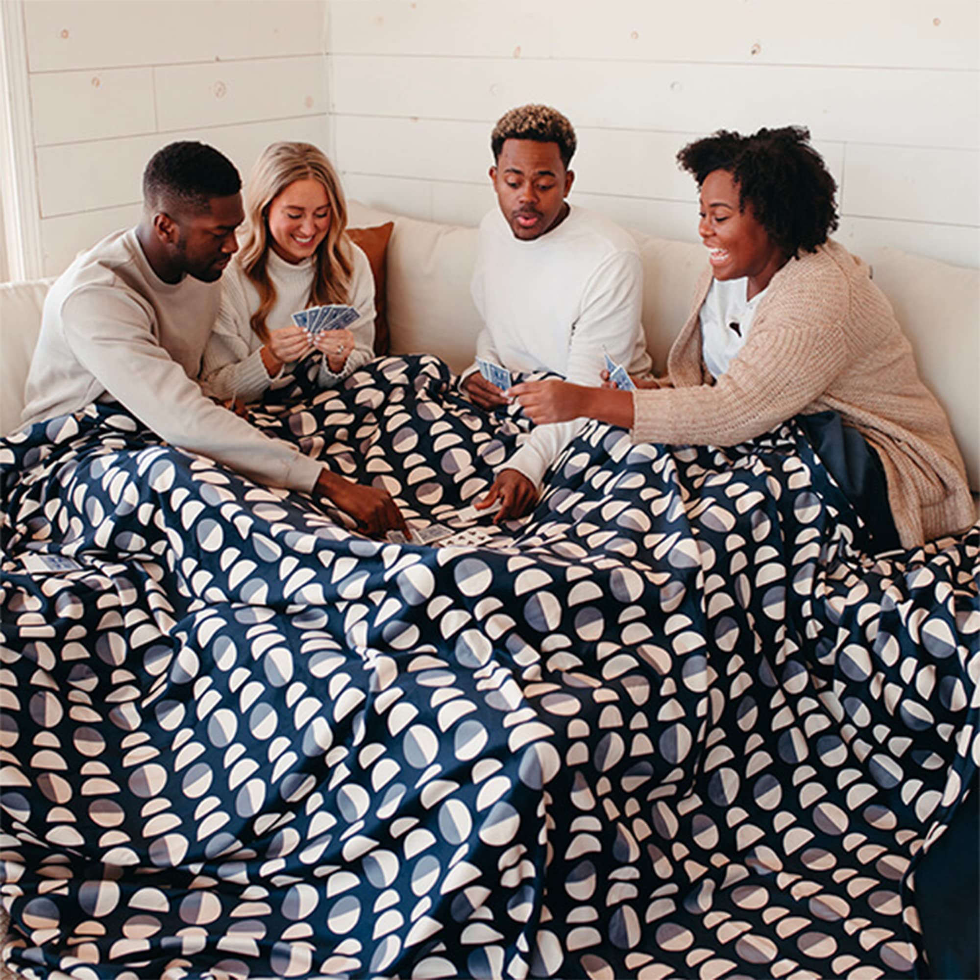 Big Blanket Co Original Stretch Navy Moon 120” x 120” (10' x 10') Extra  Large Throw Blanket Soft, Giant Winter Blanket That Fits The Whole Family  - Main Image